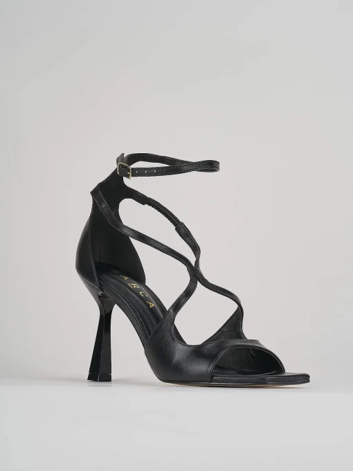 Sandali tacco 9cm pelle nero