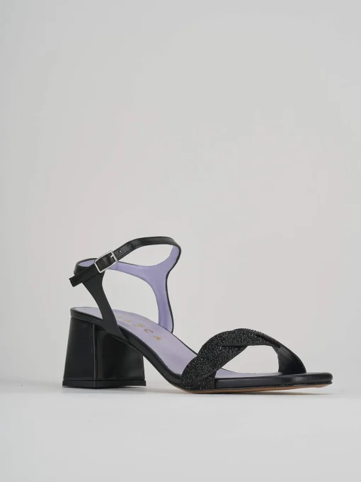 Sandali tacco 5cm pelle nero