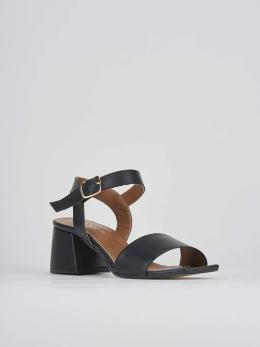 Sandali tacco 5cm pelle nero