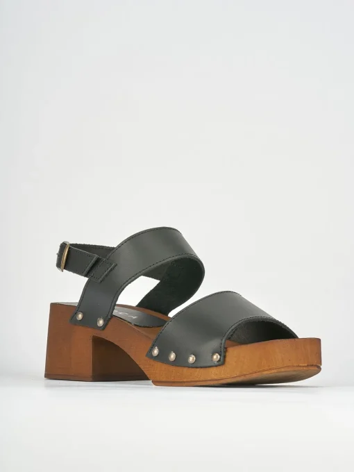 Sandali tacco 5cm pelle nero