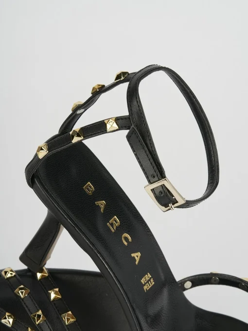 Sandali tacco 7cm pelle nero