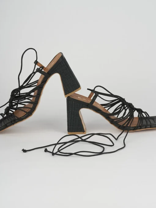 Sandali tacco 8cm pelle nero