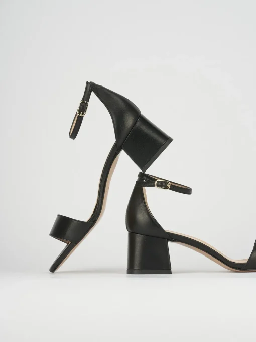 Sandali tacco 5cm pelle nero