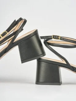 Sandali tacco 6cm pelle nero