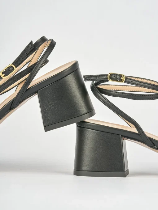 Sandali tacco 6cm pelle nero