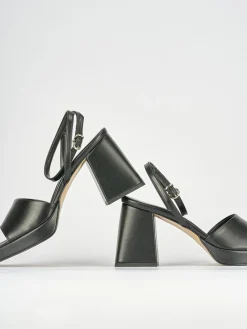 Sandali tacco 7cm pelle nero