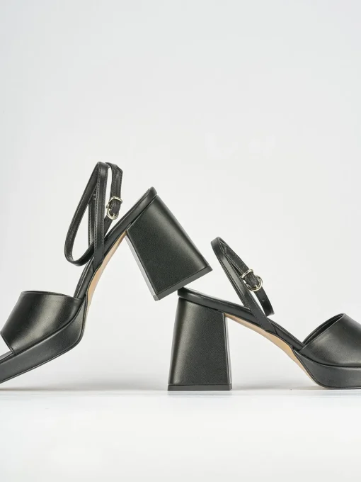 Sandali tacco 7cm pelle nero