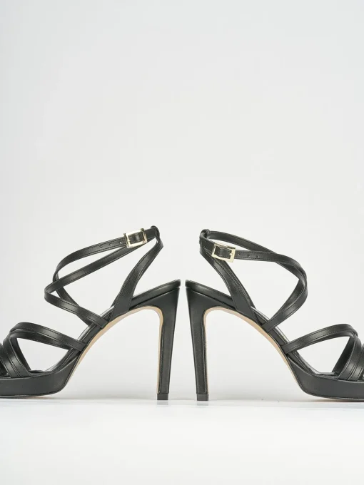 Sandali tacco 8cm pelle nero
