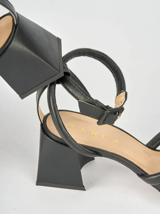 Sandali tacco 6cm pelle nero