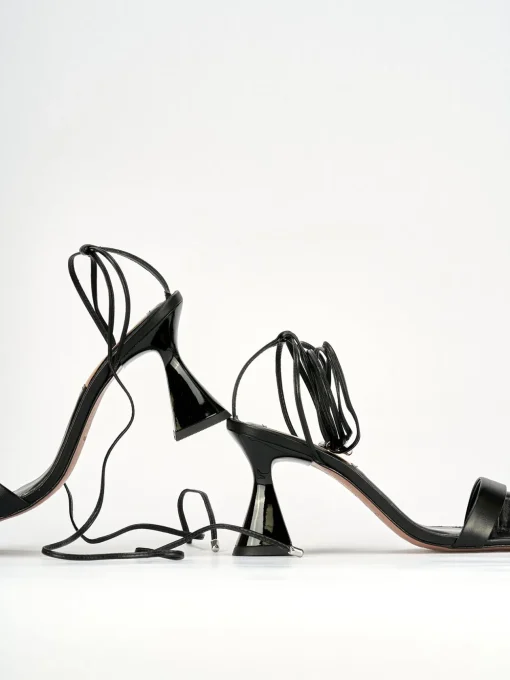 Sandali tacco 8cm pelle nero