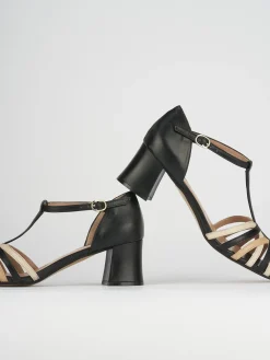 Sandali tacco 5cm pelle nero