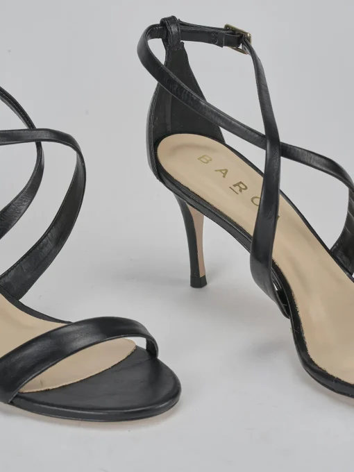 Sandali tacco 7cm pelle nero