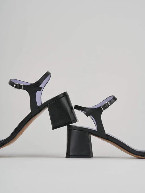 Sandali tacco 5cm pelle nero