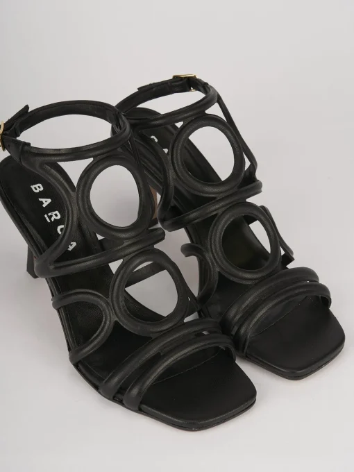 Sandali tacco 6cm pelle nero