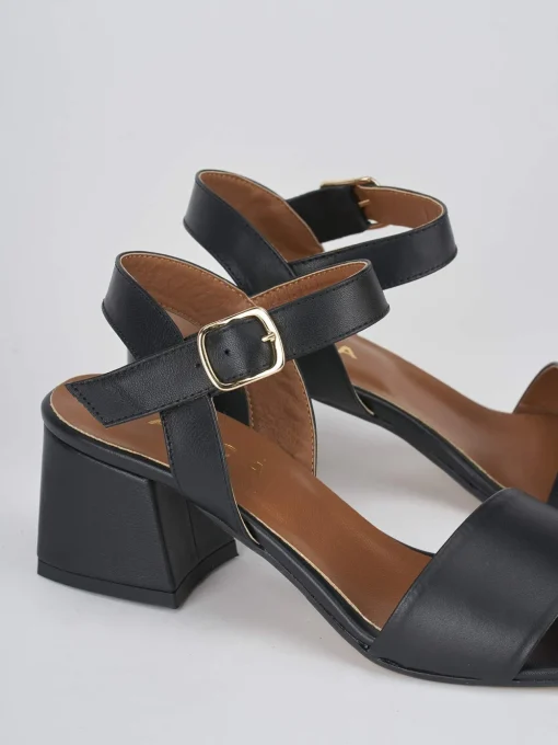 Sandali tacco 5cm pelle nero