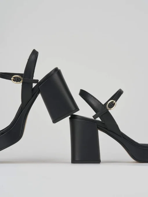 Sandali tacco 8cm pelle nero