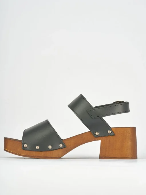 Sandali tacco 5cm pelle nero