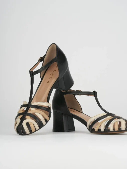 Sandali tacco 5cm pelle nero