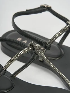 Sandali tacco 1cm pelle nero