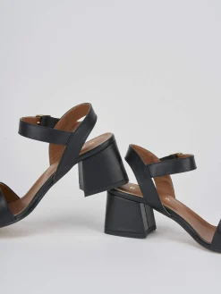 Sandali tacco 5cm pelle nero