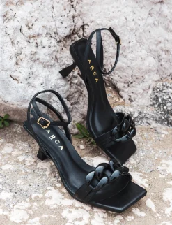 Sandali tacco 5cm pelle nero
