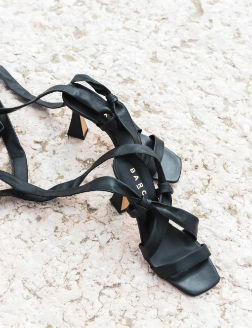 Sandali tacco 9cm pelle nero