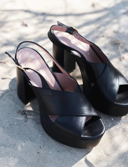 Sandali tacco 11cm pelle nero