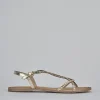 Sandali tacco 1cm pelle oro