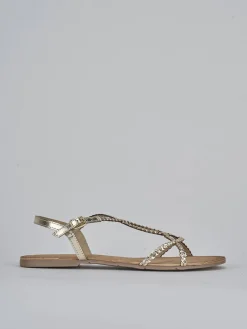 Sandali tacco 1cm pelle oro