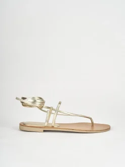 Sandali tacco 1cm pelle oro