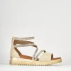 Sandali tacco 1cm pelle oro