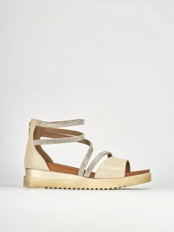 Sandali tacco 1cm pelle oro