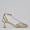 Sandali tacco 5cm pelle oro