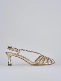 Sandali tacco 5cm pelle oro