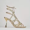 Sandali tacco 9cm pelle oro