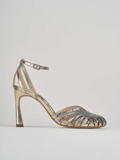 Sandali tacco 9cm pelle oro