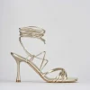 Sandali tacco 9cm pelle oro