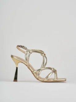 Sandali tacco 9cm pelle oro