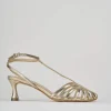 Sandali tacco 5cm pelle oro