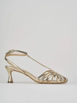 Sandali tacco 5cm pelle oro