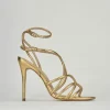 Sandali tacco 10cm pelle oro