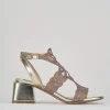 Sandali tacco 5cm pelle oro