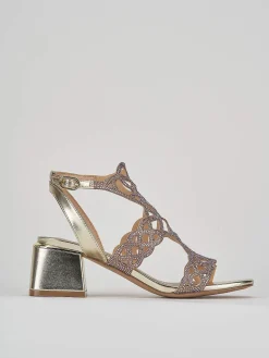 Sandali tacco 5cm pelle oro