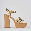 Sandali tacco 11cm pelle oro