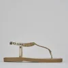 Sandali tacco 1cm pelle oro