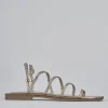 Sandali tacco 1cm pelle oro