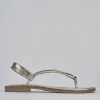 Sandali tacco 1cm pelle oro