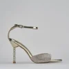 Sandali tacco 9cm pelle oro
