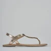 Sandali tacco 1cm pelle oro