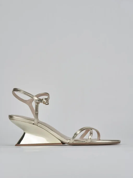 Sandali tacco 5cm pelle oro